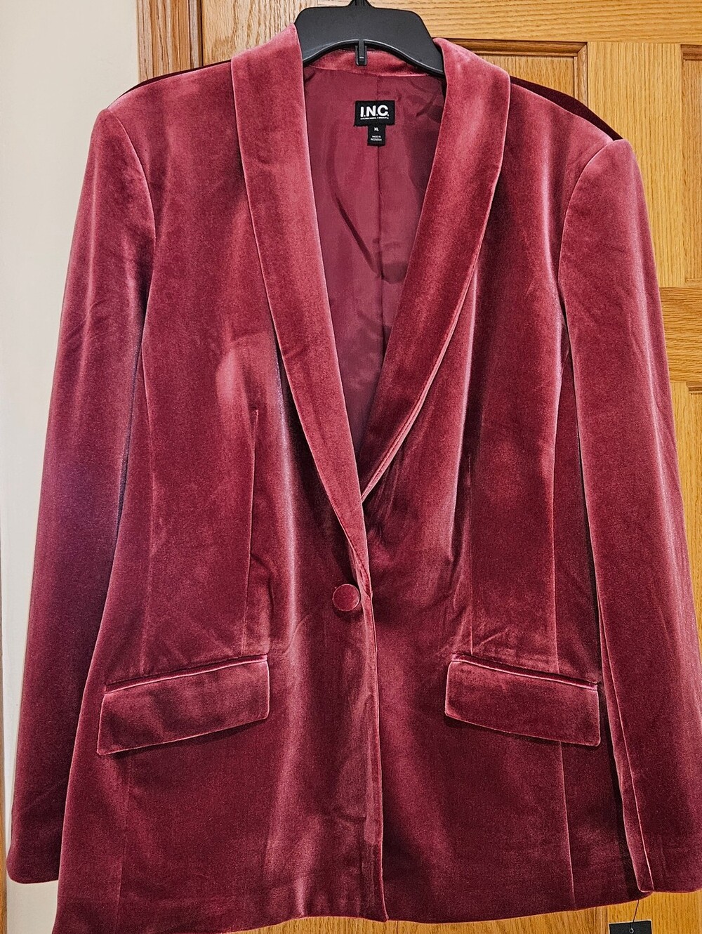 NWT INC Plush Dusty Rose Velvet Shawl Collar Blazer